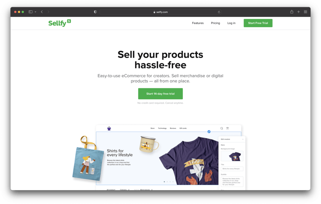 sellfy - best ecommerce platforms for startups